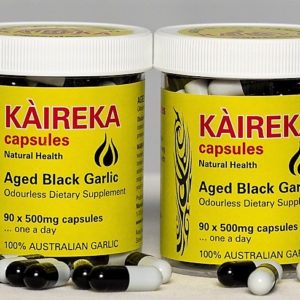 Kaireka Black Garlic Capsules x2 (180). 100% Australian grown aged Mareeba Black Garlic 5